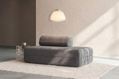 Canapé 2 places convertible et modulable, mousse écologique et assise ferme - Velours côtelé Gris
