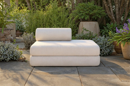 Canapé 2 places convertible et modulable, mousse écologique et assise ferme - Tissu extérieur Beige clair