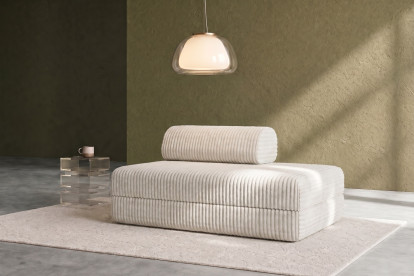 Canapé 2 places convertible et modulable, mousse écologique et assise ferme - Velours côtelé XL Blanc