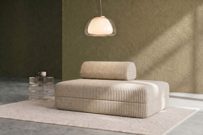 Canapé 2 places convertible et modulable, mousse écologique et assise ferme - Velours côtelé XL Beige