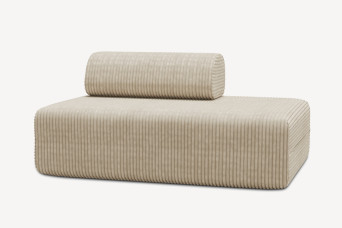 Canapé 2 places non convertible et modulable - Velours côtelé XL Beige