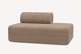 Canapé 2 places convertible et modulable, mousse écologique et assise ferme - Velours côtelé XL Marron
