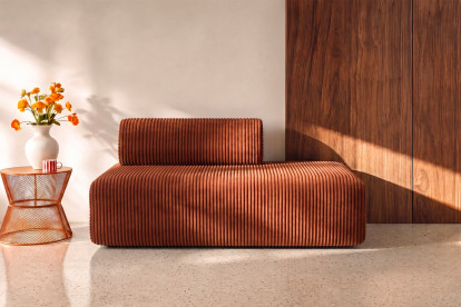 Canapé 2 places non convertible et modulable - Velours côtelé XL Terracotta