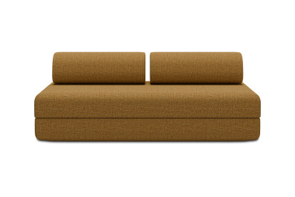 Canapé 3 places convertible et modulable, mousse écologique et assise ferme  - Tissu tweed Jaune