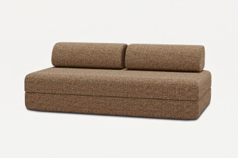 Canapé 3 places convertible et modulable, mousse écologique et assise ferme  - Tissu tweed Marron