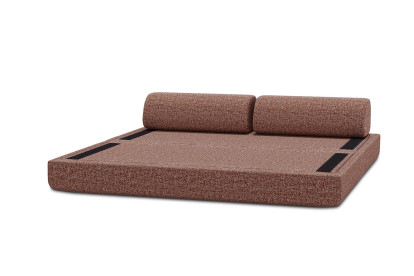 Canapé 3 places convertible et modulable, mousse écologique et assise ferme  - Tissu tweed Rouge