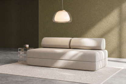 Canapé 3 places convertible et modulable, mousse écologique et assise ferme  - Tissu lisse Beige