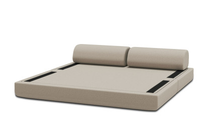 Canapé 3 places convertible et modulable, mousse écologique et assise ferme  - Tissu lisse Beige