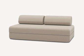 Canapé 3 places convertible et modulable, mousse écologique et assise ferme  - Tissu lisse Beige