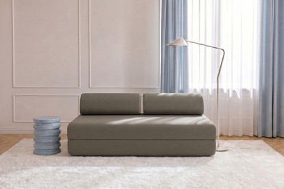 Canapé 3 places convertible et modulable, mousse écologique et assise ferme  - Tissu lisse Taupe