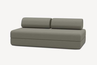 Canapé 3 places convertible et modulable, mousse écologique et assise ferme  - Tissu lisse Taupe