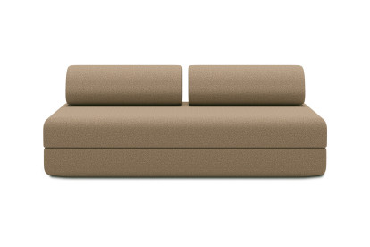 Canapé 3 places convertible et modulable, mousse écologique et assise ferme  - Tissu lisse Marron