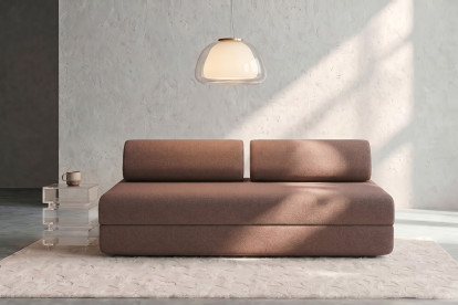 Canapé 3 places convertible et modulable, mousse écologique et assise ferme  - Tissu lisse Terracotta