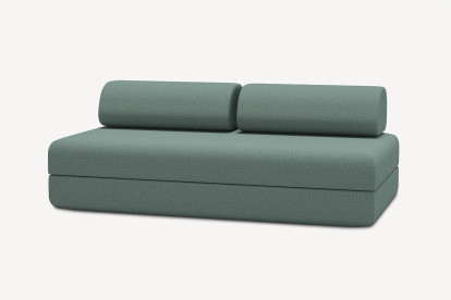 Canapé 3 places convertible et modulable, mousse écologique et assise ferme  - Tissu lisse Vert