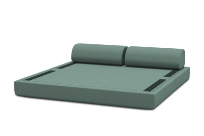 Canapé 3 places convertible et modulable, mousse écologique et assise ferme  - Tissu lisse Vert