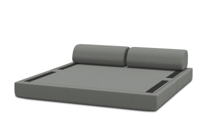 Canapé 3 places convertible et modulable, mousse écologique et assise ferme  - Tissu lisse Gris