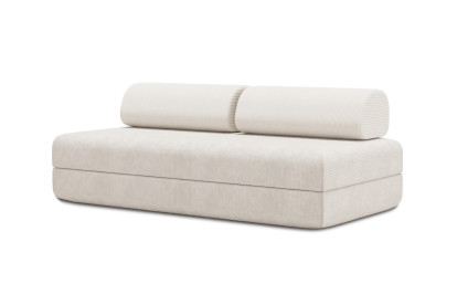 Canapé 3 places convertible et modulable, mousse écologique et assise ferme  - Velours côtelé Blanc