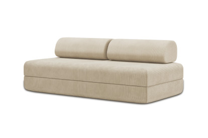 Canapé 3 places convertible et modulable, mousse écologique et assise ferme  - Velours côtelé Beige