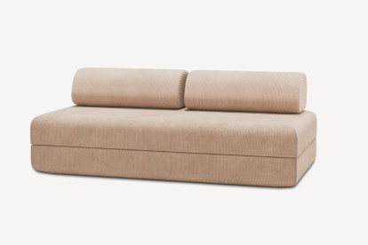 Canapé 3 places convertible et modulable, mousse écologique et assise ferme  - Velours côtelé Beige