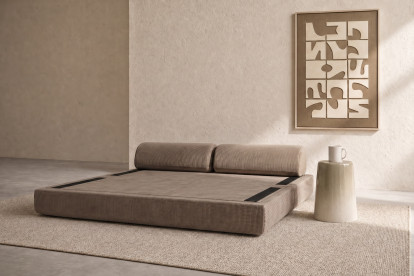Canapé 3 places convertible et modulable, mousse écologique et assise ferme  - Velours côtelé Taupe
