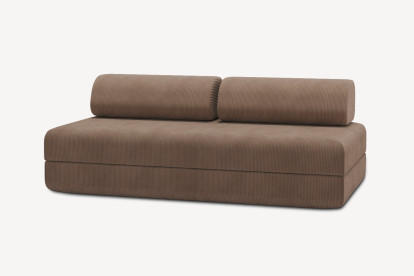 Canapé 3 places convertible et modulable, mousse écologique et assise ferme  - Velours côtelé Taupe