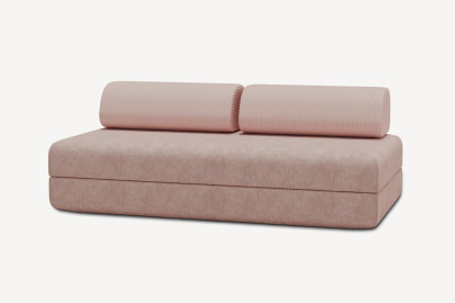 Canapé 3 places convertible et modulable, mousse écologique et assise ferme  - Velours côtelé Rose pâle