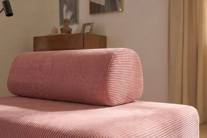 Canapé 3 places convertible et modulable, mousse écologique et assise ferme  - Velours côtelé Rose