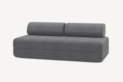 Canapé 3 places convertible et modulable, mousse écologique et assise ferme  - Velours côtelé Gris