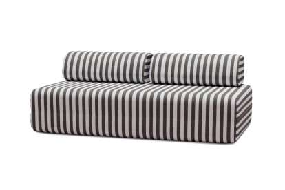 Canapé 3 places modulable, mousse écologique et assise ferme  - Tissu extérieur à rayures, blanc et gris anthracite