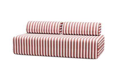 Canapé 3 places modulable, mousse écologique et assise ferme  - Tissu extérieur à rayures, blanc et rouge