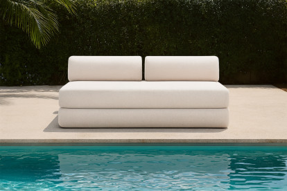 Canapé 3 places convertible et modulable, mousse écologique et assise ferme  - Tissu extérieur Beige clair