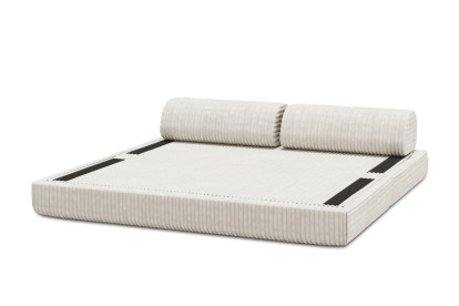 Canapé 3 places convertible et modulable, mousse écologique et assise ferme  - Velours côtelé XL Blanc