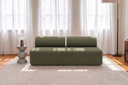 Canapé 3 places non convertible et modulable - Velours côtelé XL Vert