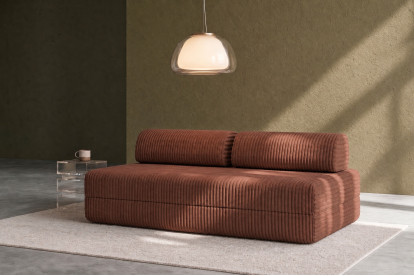 Canapé 3 places convertible et modulable, mousse écologique et assise ferme  - Velours côtelé XL Terracotta