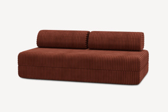 Canapé 3 places convertible et modulable, mousse écologique et assise ferme  - Velours côtelé XL Terracotta