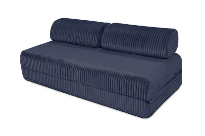 Canapé 3 places convertible et modulable, mousse écologique et assise ferme  - Velours côtelé XL Bleu