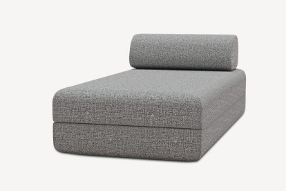 Méridienne convertible et modulable, mousse écologique et assise ferme  - Tissu tweed Gris