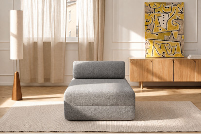 Méridienne non convertible et modulable - Tissu tweed Gris