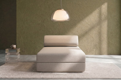 Méridienne convertible et modulable, mousse écologique et assise ferme  - Tissu lisse Beige