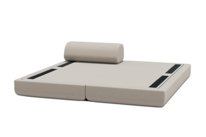 Méridienne convertible et modulable, mousse écologique et assise ferme  - Tissu lisse Beige