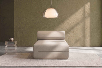 Méridienne non convertible et modulable - Tissu lisse Beige