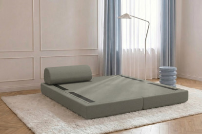 Méridienne convertible et modulable, mousse écologique et assise ferme  - Tissu lisse Taupe