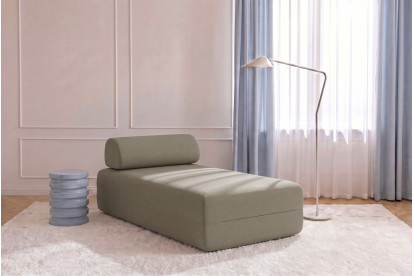 Méridienne non convertible et modulable - Tissu lisse Taupe