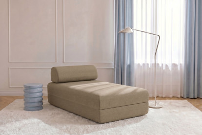 Méridienne convertible et modulable, mousse écologique et assise ferme  - Tissu lisse Marron