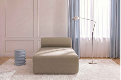 Méridienne non convertible et modulable - Tissu lisse Marron
