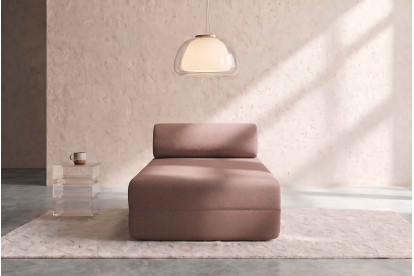 Méridienne non convertible et modulable - Tissu lisse Terracotta