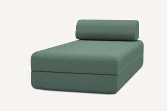 Méridienne convertible et modulable, mousse écologique et assise ferme  - Tissu lisse Vert