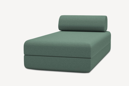 Méridienne convertible et modulable, mousse écologique et assise ferme  - Tissu lisse Vert