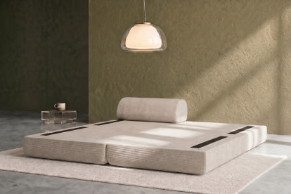 Méridienne convertible et modulable, mousse écologique et assise ferme  - Velours côtelé Blanc