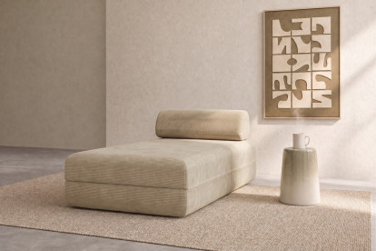 Méridienne convertible et modulable, mousse écologique et assise ferme  - Velours côtelé Beige